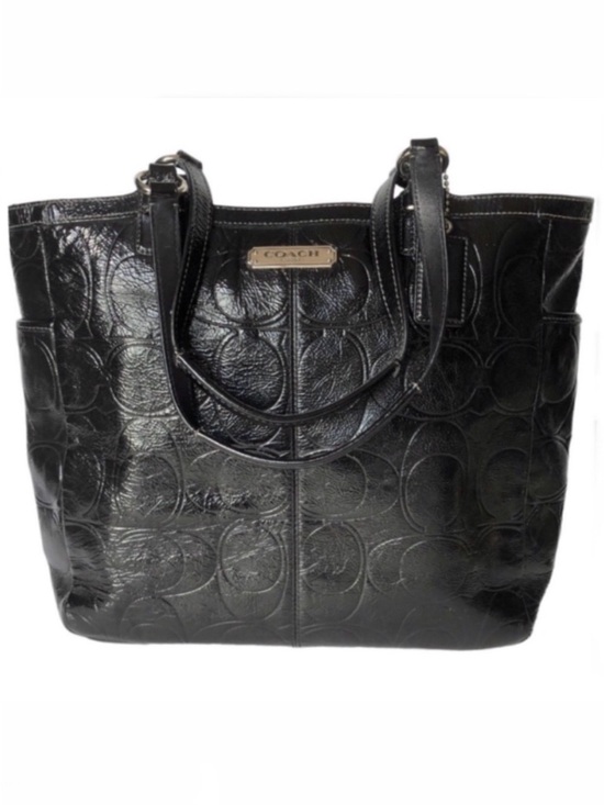 Coach Handbags - Vintage Coach Gallery Black Embossed Patent Leather North/South Tote F19818